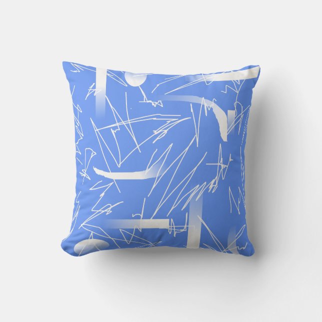 Witte Abstracte Kunst Tekeningen Patroon Kussen Ho (Voorkant)