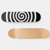Witte abstracte spiraalcirkel op zwart skateboard (Horizontaal)