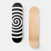 Witte abstracte spiraalcirkel op zwart skateboard (Voorkant)