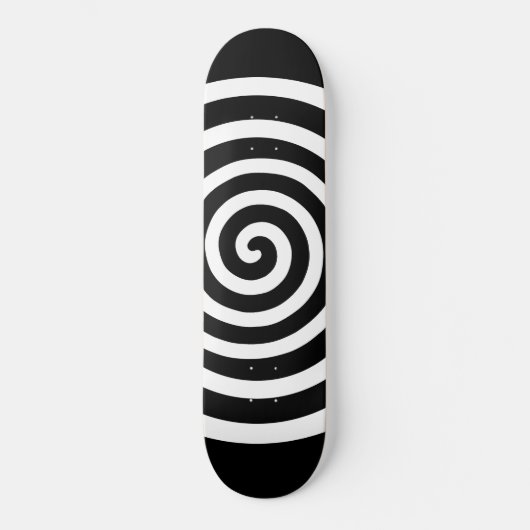 Witte abstracte spiraalcirkel op zwart skateboard (Voorkant)