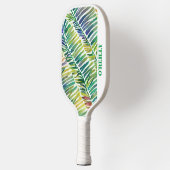 Witte Abstracte Waterverf laat modern monogram Pickleball Paddle (Links)