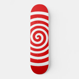 Witte Abstracte wervelcirkel op rood Skateboard