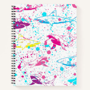Witte achtergrond abstracte haaien notitieboek