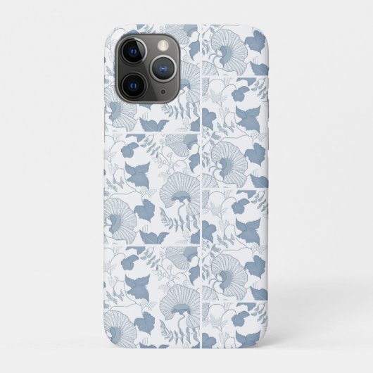 Witte achtergrond Delicate Blauwe Japanse Bloemen Case-Mate iPhone Case (Achterkant)