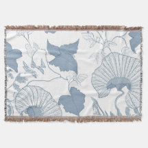 Witte achtergrond Delicate Blauwe Japanse Bloemen