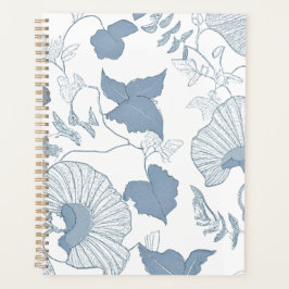 Witte achtergrond Delicate Blauwe Japanse Bloemen Planner