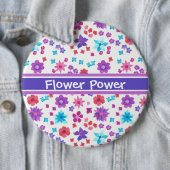 Witte achtergrond Flower-Power knop Ronde Button 6,0 Cm (In situ)