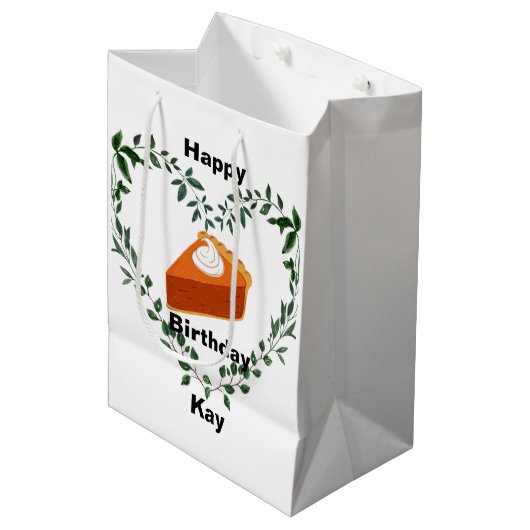 Witte achtergrond groen cake ijs medium cadeauzakje (Voorkant Gekanteld)