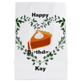 Witte achtergrond groen cake ijs medium cadeauzakje (Achterkant)