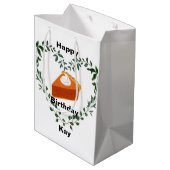 Witte achtergrond groen cake ijs medium cadeauzakje (Achterkant Gekanteld)