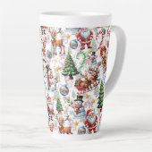 Witte Achtergrond Kerst Decoratiepatroon Latte Mok (Rechterhoek)