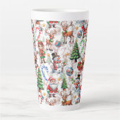 Witte Achtergrond Kerst Decoratiepatroon Latte Mok (Voorkant)