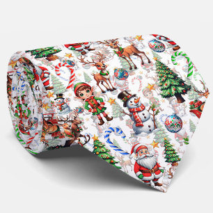 Witte Achtergrond Kerst Decoratiepatroon Stropdas