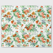 Witte achtergrond kleurrijke bloemen cadeaupapier (Vlak)