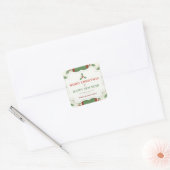 Witte Achtergrond met Mistletoe en Bericht Vierkante Sticker (Envelop)