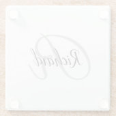 Witte achtergrond met monogram glazen onderzetter (Achterkant)
