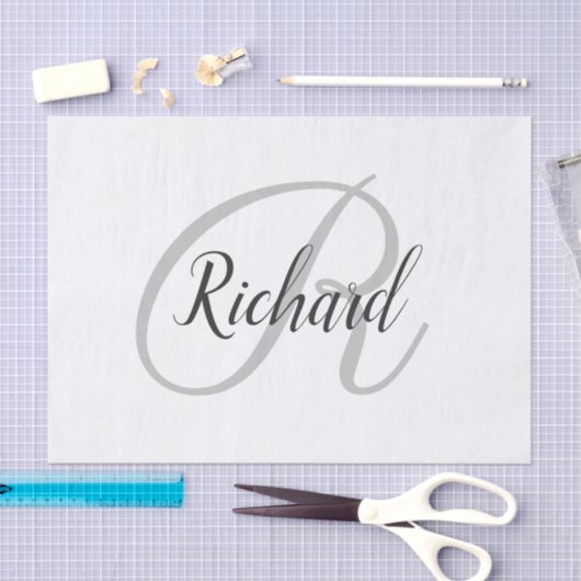 Witte achtergrond met monogram tissuepapier (Craft)