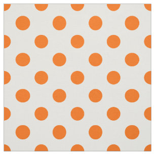 Witte achtergrond Oranje Polka Dots Stof