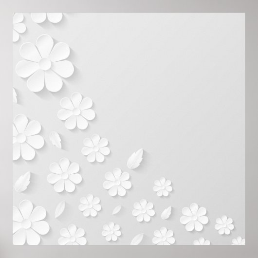 Witte achtergrond papierbloem poster (Voorkant)