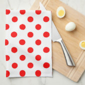 Witte achtergrond rode stippen theedoek (Quarter Fold)