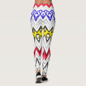 Witte achtergrond zigzag multi kleur Legging ontwe (Achterkant)