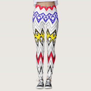 Witte achtergrond zigzag multi kleur Legging ontwe