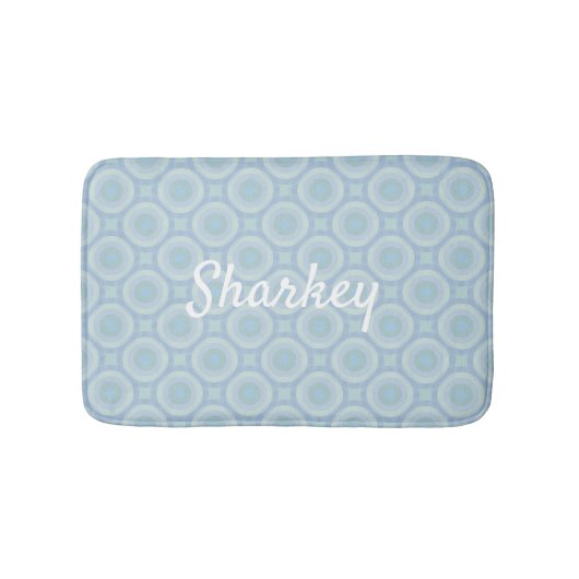 Witte achternaam op overlappende Ocean Bubbles Badmat (Voorkant)