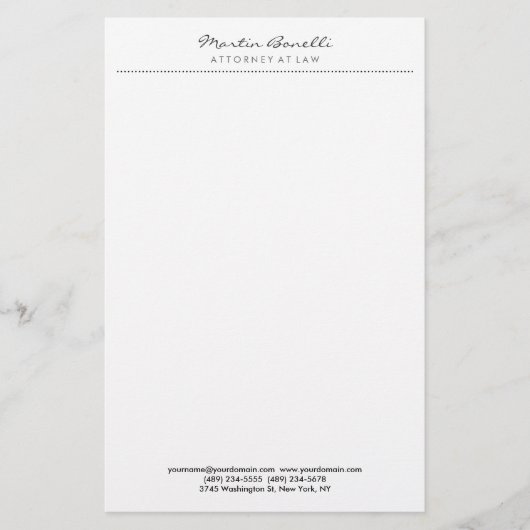 Witte advocaat uitstekend traditioneel eenvoudig briefpapier (Voorkant)