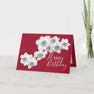 Witte afdichting Rode kleur Achtergrond Birthday Kaart
