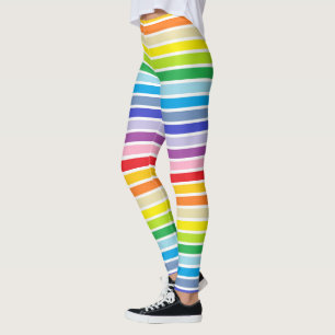 Witte afgebeelde brederspectrum regenboogstrips leggings