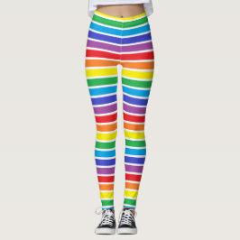 Witte afgedekte regenboogstrips leggings