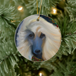 Witte Afghaanse windhond Keramisch Ornament