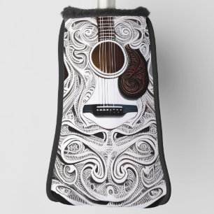 Witte akoestische gitaar golfheadcover