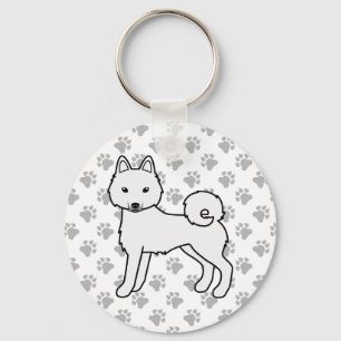 Witte Alaskan Klee Kai Schattige Hond & Pootjes Sleutelhanger
