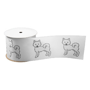 Witte Alaskan Malamute Schattige Cartoon Hond Lint
