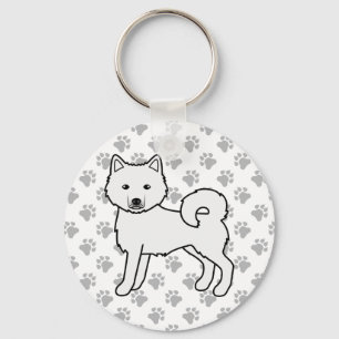 Witte Alaskan Malamute Schattige Cartoon Hond & Po Sleutelhanger