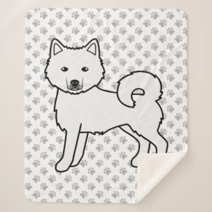 Witte Alaskan Malamute Schattige Cartoon Hond Sherpa Deken