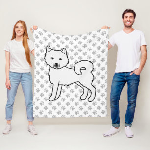 Witte Alaskan Malamute Schattige Cartoonhond & Poo Fleece Deken