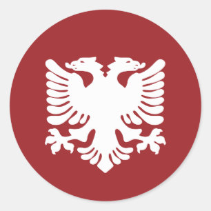 Witte Albanese Adelaar op Rode Achtergrond Sticker