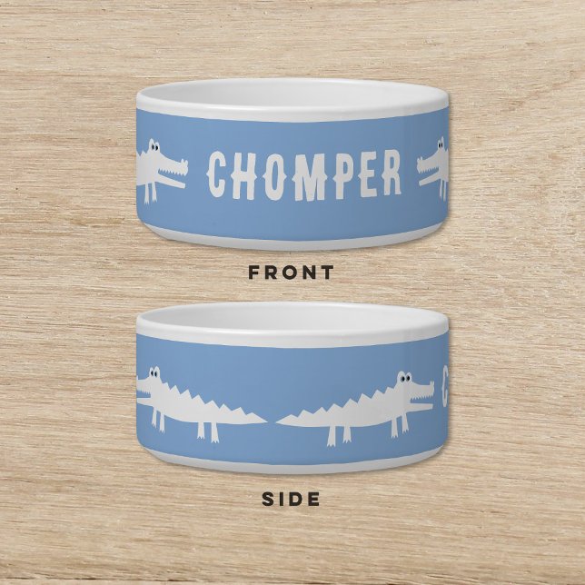 Witte Alligator Blauwe Hond Kat Pet Voerbakje (Creator heeft geüpload)