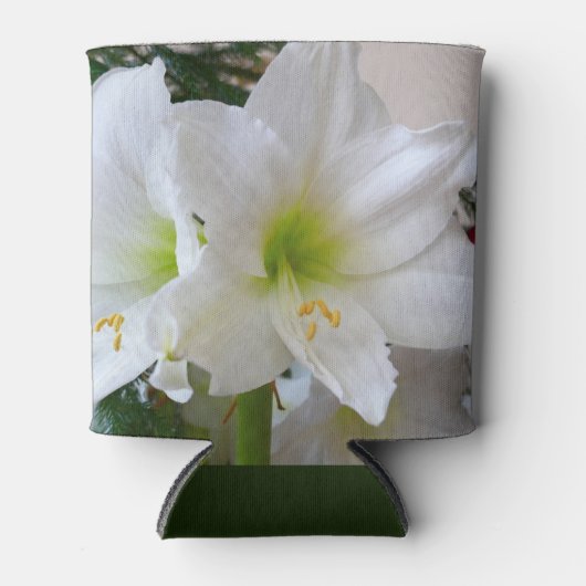 Witte amaryllis en kerstboom blikjeskoeler (Voorkant)