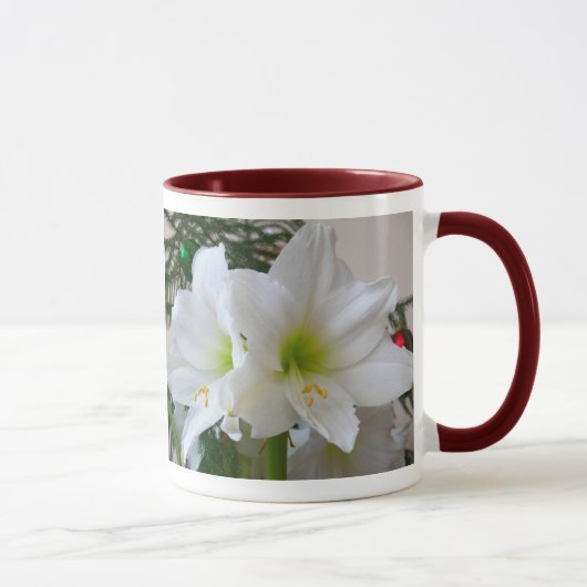 Witte amaryllis en kerstboom mok (Rechts)