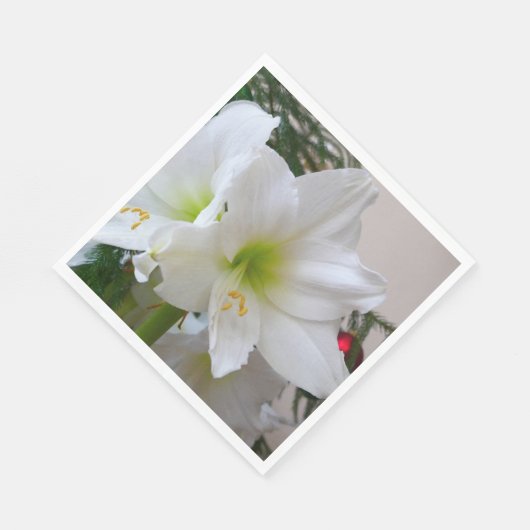 Witte amaryllis en kerstboom servet (Hoek)
