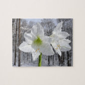 Witte amaryllis en sneeuw I Legpuzzel (Horizontaal)