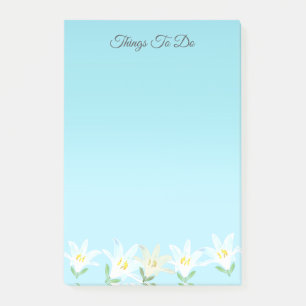 Witte Amaryllisbloemen op Lichtblauwe Dingen Om Te Post-it® Notes