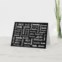 Witte AMELIA Naam Collage op zwart