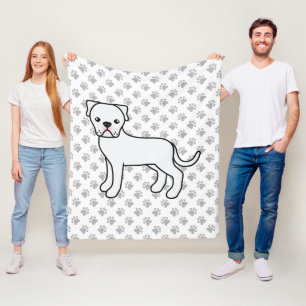 Witte Amerikaanse Bulldog Schattige Cartoon Hond Fleece Deken
