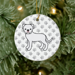 Witte Amerikaanse Bulldog Schattige Cartoon Hond Keramisch Ornament