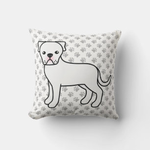 Witte Amerikaanse Bulldog Schattige Cartoon Hond Kussen