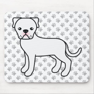 Witte Amerikaanse Bulldog Schattige Cartoon Hond Muismat